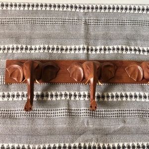 Wooden Elephant, Mounted Coat Hanger (3 Hooks)